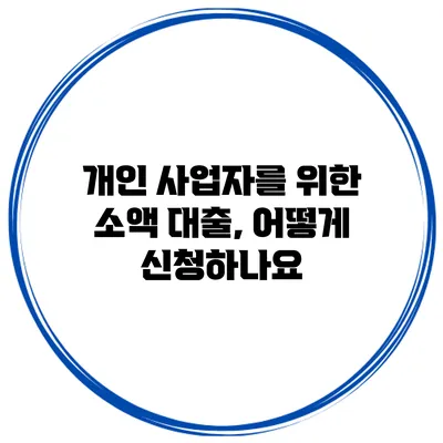 개인 사업자를 위한 소액 대출, 어떻게 신청하나요?