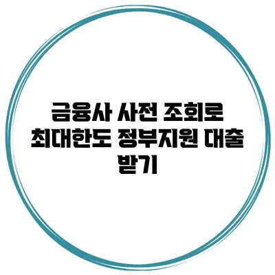 금융사 사전 조회로 최대한도 정부지원 대출 받기