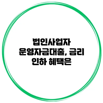 법인사업자 운영자금대출, 금리 인하 혜택은?