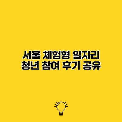 서울 체험형 일자리 청년 참여 후기 공유