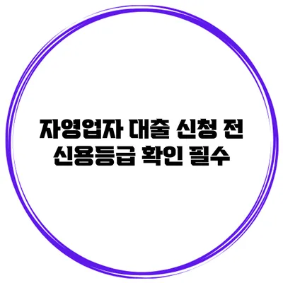 자영업자 대출 신청 전 신용등급 확인 필수