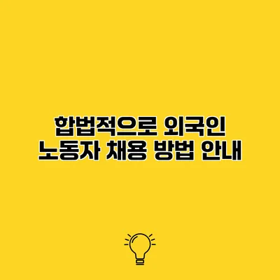 합법적으로 외국인 노동자 채용 방법 안내